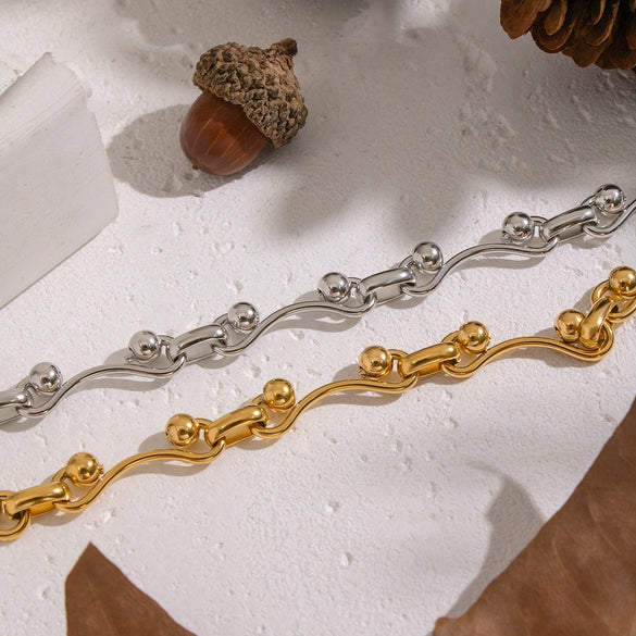 Wholesale Handmade Real Gold Plated Geometric Stainless Steel Bracelet For Women