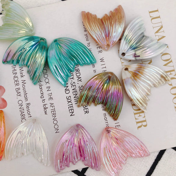 Wholesale Handmade Resin And Plastic Fishtail Stud Earrings With Magic Color Gradient Natural Style And Environmental Protection Treatment