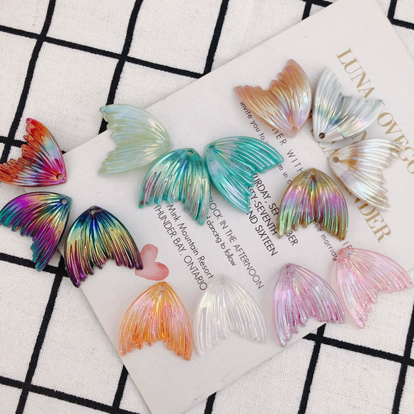 Wholesale Handmade Resin And Plastic Fishtail Stud Earrings With Magic Color Gradient Natural Style And Environmental Protection Treatment