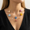 Wholesale Handmade Resin Heart Shape Doublelayer Necklace For Women