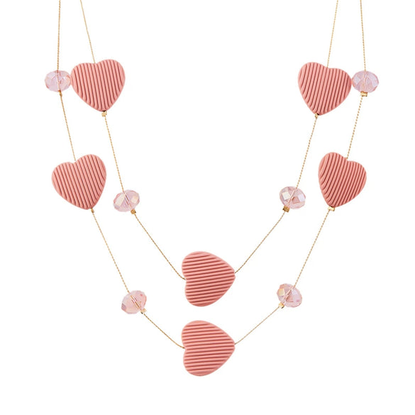 Wholesale Handmade Resin Heart Shape Doublelayer Necklace For Women