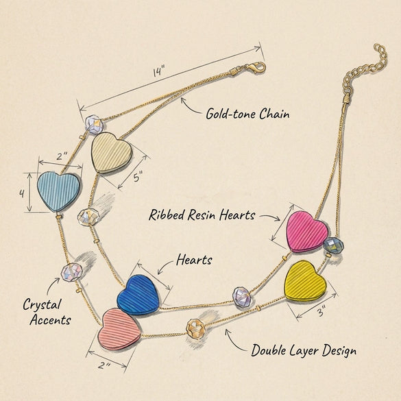 Wholesale Handmade Resin Heart Shape Doublelayer Necklace For Women