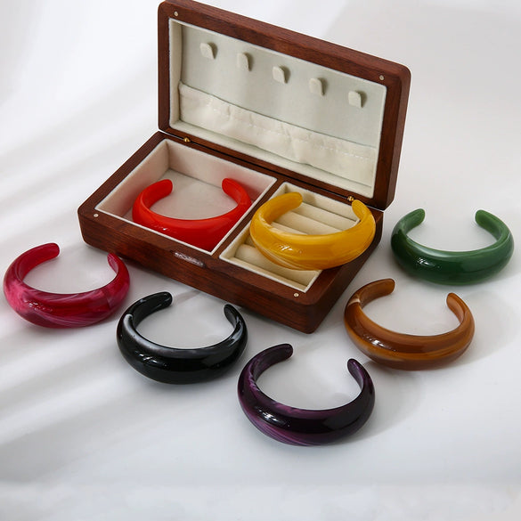 Wholesale Handmade Retro Multicolor Resin Open Bracelet Jewelry For Women