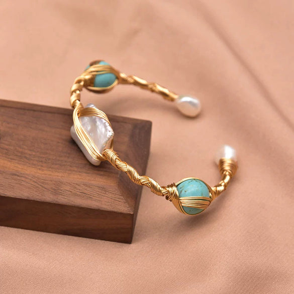 Wholesale Handmade Retro Natural Freshwater Pearl Electroplated Bracelet For Women