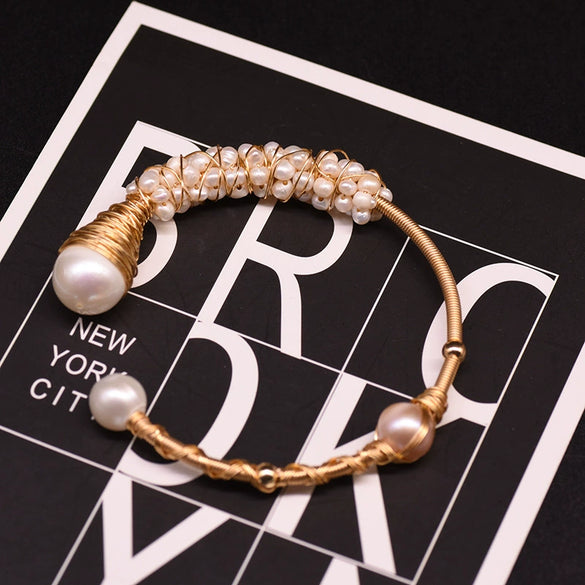 Wholesale Handmade Retro Natural Freshwater Pearl Electroplated Bracelet For Women