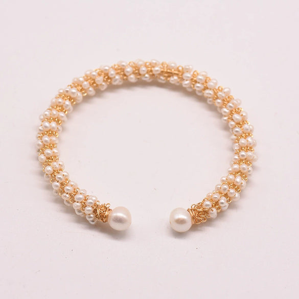 Wholesale Handmade Retro Natural Freshwater Pearl Electroplated Bracelet For Women