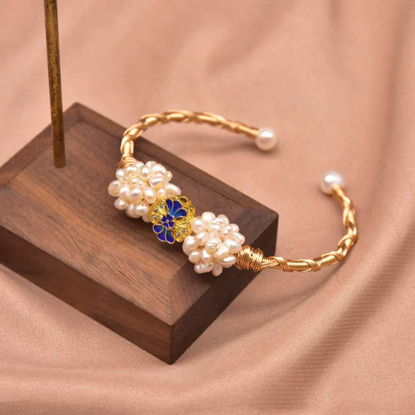 Wholesale Handmade Retro Natural Freshwater Pearl Electroplated Bracelet For Women