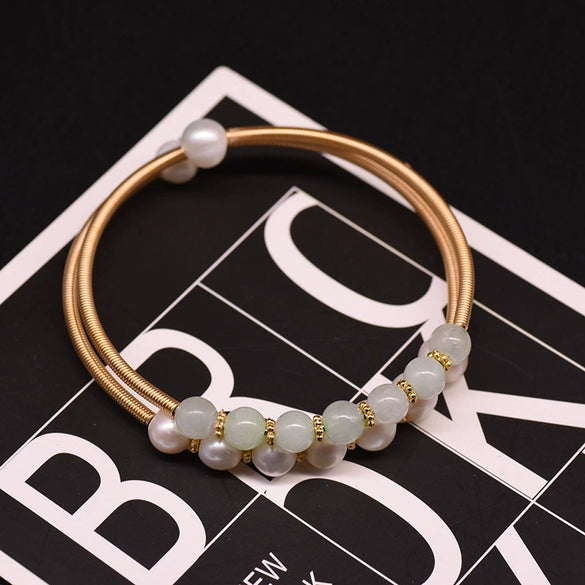 Wholesale Handmade Retro Natural Freshwater Pearl Electroplated Bracelet For Women