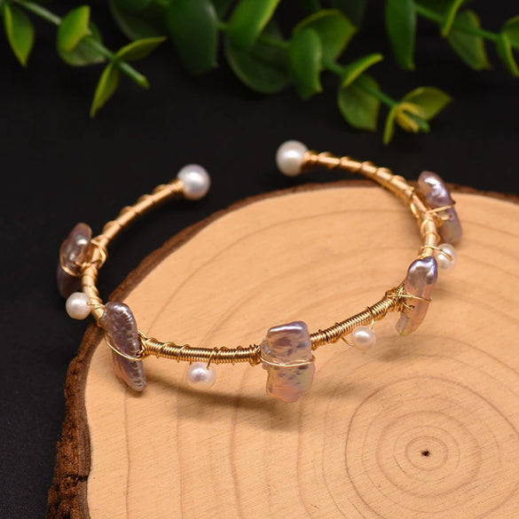 Wholesale Handmade Retro Natural Freshwater Pearl Electroplated Bracelet For Women