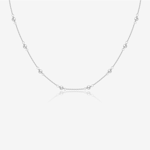 Wholesale Handmade S925 Sterling Silver Pearl Bead Cross Chain Neck Collarbone Necklace For Women With Electroplating
