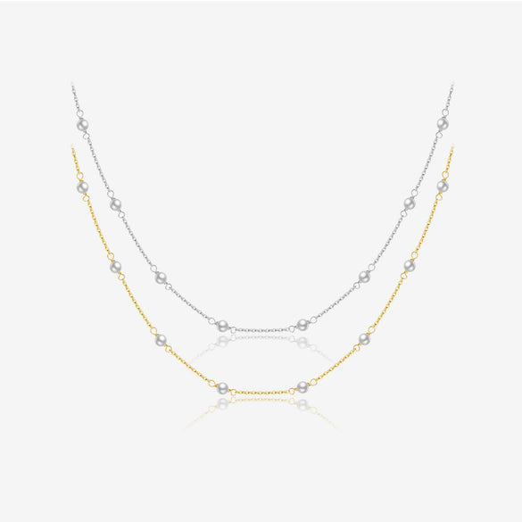 Wholesale Handmade S925 Sterling Silver Pearl Bead Cross Chain Neck Collarbone Necklace For Women With Electroplating