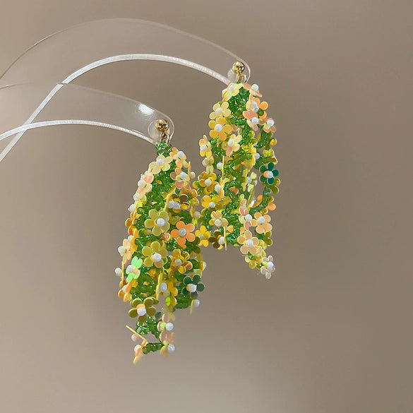 Wholesale Handmade Silver Needle Mesh Earrings With Forest Flower Design