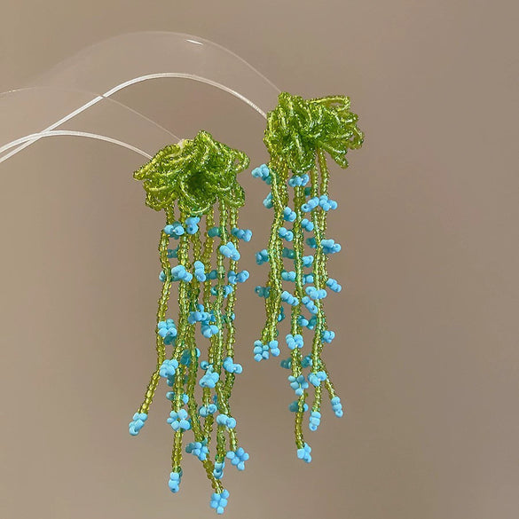 Wholesale Handmade Silver Needle Mesh Earrings With Forest Flower Design