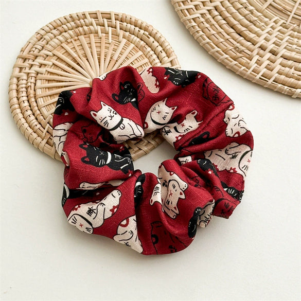 Wholesale Handmade Simple Fabric Lucky Cat Large Intestine Style Female Hair Band