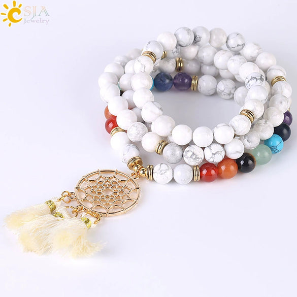 Wholesale Handmade Simple Style Natural Stone And Copper Dream Catcher Bracelet Gold Plated