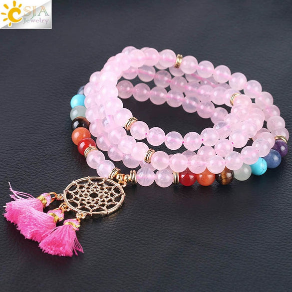 Wholesale Handmade Simple Style Natural Stone And Copper Dream Catcher Bracelet Gold Plated