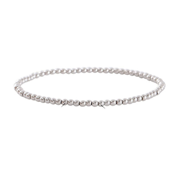 Wholesale Handmade Stackable Elastic Cord Bracelet Set With Round Beads Copper Platinum Plated