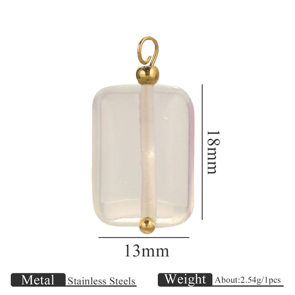 Wholesale Handmade Stainless Steel And Natural Stone Jewelry Accessories Square Pendant Curved Needle Pendant For Diy Necklace Earrings Bracelet With Electroplating