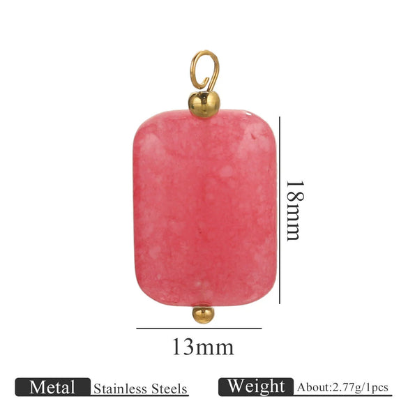 Wholesale Handmade Stainless Steel And Natural Stone Jewelry Accessories Square Pendant Curved Needle Pendant For Diy Necklace Earrings Bracelet With Electroplating