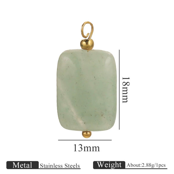 Wholesale Handmade Stainless Steel And Natural Stone Jewelry Accessories Square Pendant Curved Needle Pendant For Diy Necklace Earrings Bracelet With Electroplating