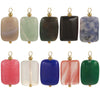 Wholesale Handmade Stainless Steel And Natural Stone Jewelry Accessories Square Pendant Curved Needle Pendant For Diy Necklace Earrings Bracelet With Electroplating