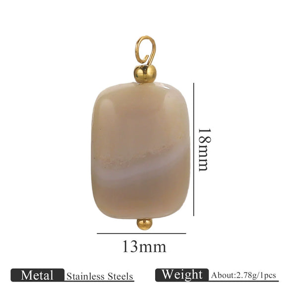 Wholesale Handmade Stainless Steel And Natural Stone Jewelry Accessories Square Pendant Curved Needle Pendant For Diy Necklace Earrings Bracelet With Electroplating