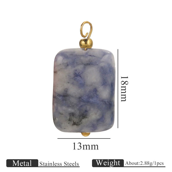 Wholesale Handmade Stainless Steel And Natural Stone Jewelry Accessories Square Pendant Curved Needle Pendant For Diy Necklace Earrings Bracelet With Electroplating