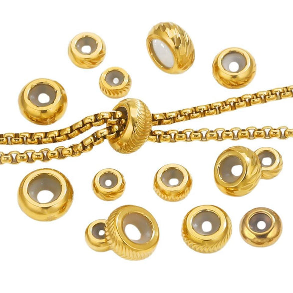 Wholesale Handmade Stainless Steel And Silicone Loose Round Beads Jewelry With Glossy Geometric Design And Electroplating