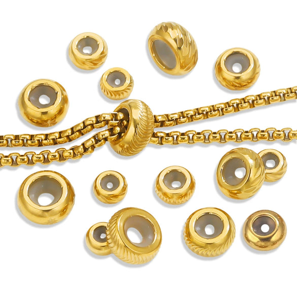 Wholesale Handmade Stainless Steel And Silicone Loose Round Beads Jewelry With Glossy Geometric Design And Electroplating