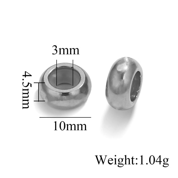 Wholesale Handmade Stainless Steel And Silicone Loose Round Beads Jewelry With Glossy Geometric Design And Electroplating