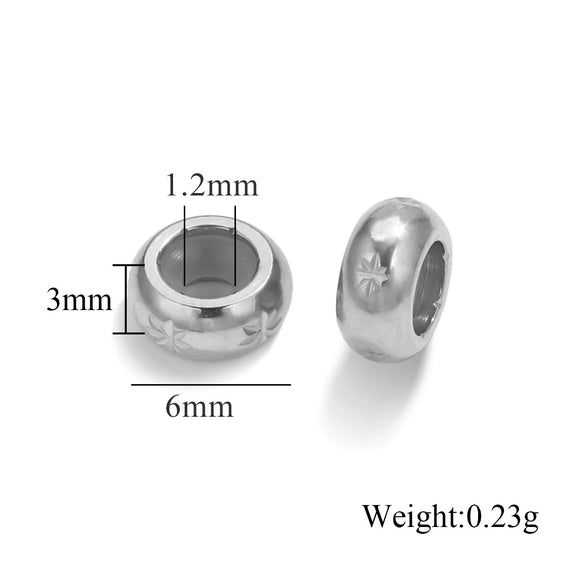 Wholesale Handmade Stainless Steel And Silicone Loose Round Beads Jewelry With Glossy Geometric Design And Electroplating