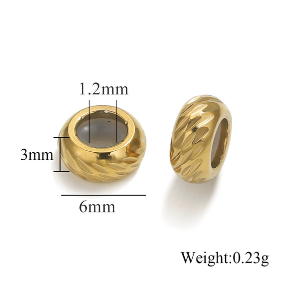 Wholesale Handmade Stainless Steel And Silicone Loose Round Beads Jewelry With Glossy Geometric Design And Electroplating