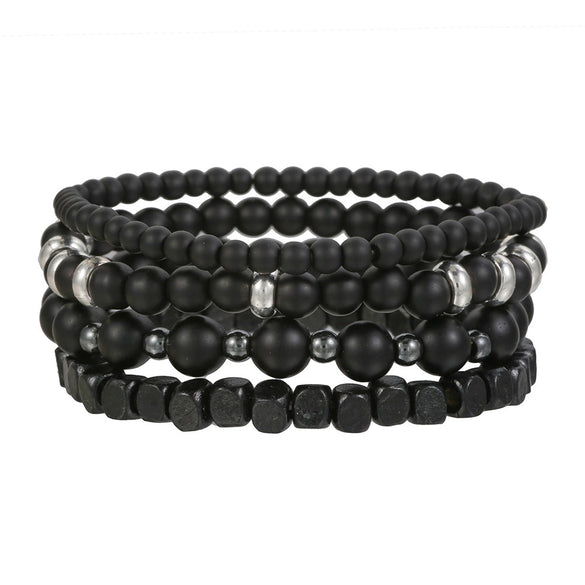 Wholesale Handmade Stainless Steel Bracelet With Black Onyx Tiger Eye Stone Black Gallstone Cross For Men