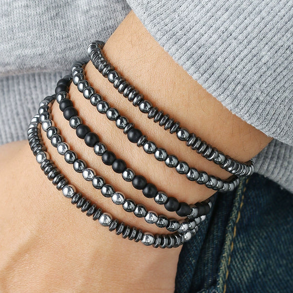 Wholesale Handmade Stainless Steel Bracelet With Black Onyx Tiger Eye Stone Black Gallstone Cross For Men