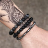 Wholesale Handmade Stainless Steel Bracelet With Black Onyx Tiger Eye Stone Black Gallstone Cross For Men
