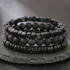 Wholesale Handmade Stainless Steel Bracelet With Black Onyx Tiger Eye Stone Black Gallstone Cross For Men