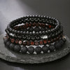 Wholesale Handmade Stainless Steel Bracelet With Black Onyx Tiger Eye Stone Black Gallstone Cross For Men