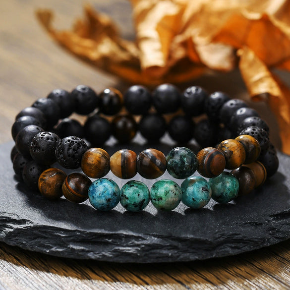 Wholesale Handmade Stainless Steel Bracelet With Black Onyx Tiger Eye Stone Black Gallstone Cross For Men