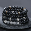 Wholesale Handmade Stainless Steel Bracelet With Black Onyx Tiger Eye Stone Black Gallstone Cross For Men