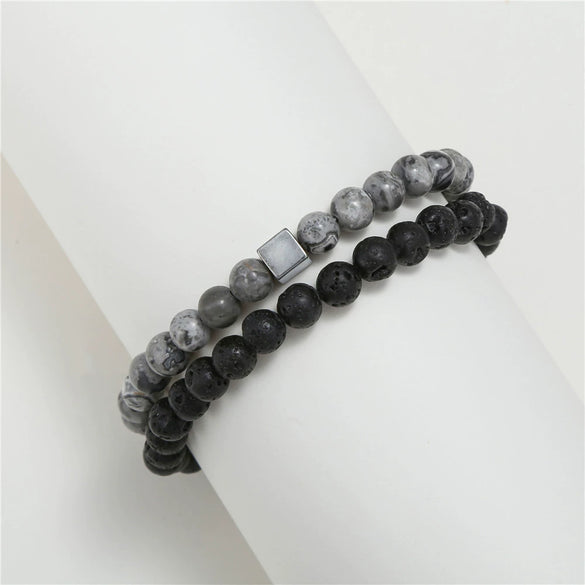 Wholesale Handmade Stainless Steel Bracelet With Black Onyx Tiger Eye Stone Black Gallstone Cross For Men