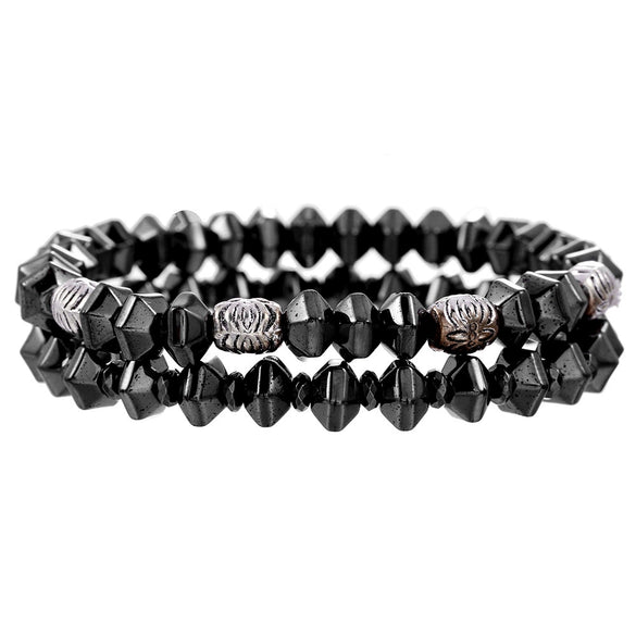 Wholesale Handmade Stainless Steel Bracelet With Black Onyx Tiger Eye Stone Black Gallstone Cross For Men