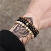 Wholesale Handmade Stainless Steel Bracelet With Black Onyx Tiger Eye Stone Black Gallstone Cross For Men