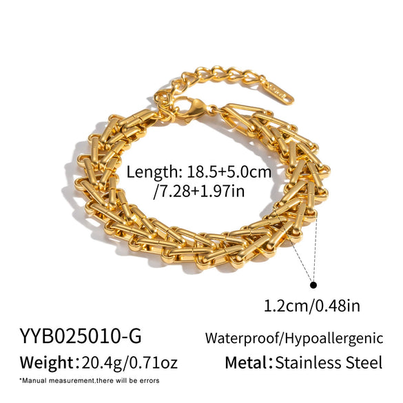 Wholesale Handmade Stainless Steel Geometric Staircase Necklace And Bracelet Set For Women