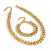 Wholesale Handmade Stainless Steel Geometric Staircase Necklace And Bracelet Set For Women