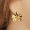 Wholesale Handmade Stainless Steel Hollow Flower Pattern Hanging Earrings Accessories With Electroplating