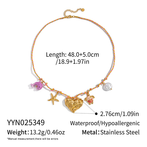 Wholesale Handmade Stainless Steel Starfish Pendant Rope Necklace For Women In Ins Style