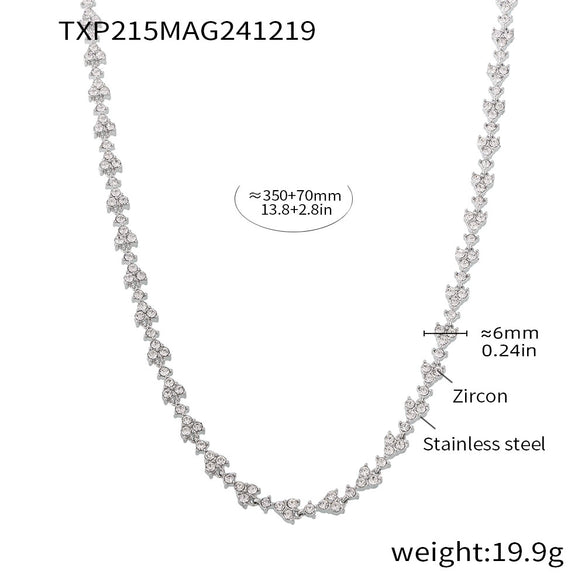 Wholesale Handmade Stainless Steel Zircon Inlaid Light Luxury Clavicle Necklace And Bracelet Electroplated