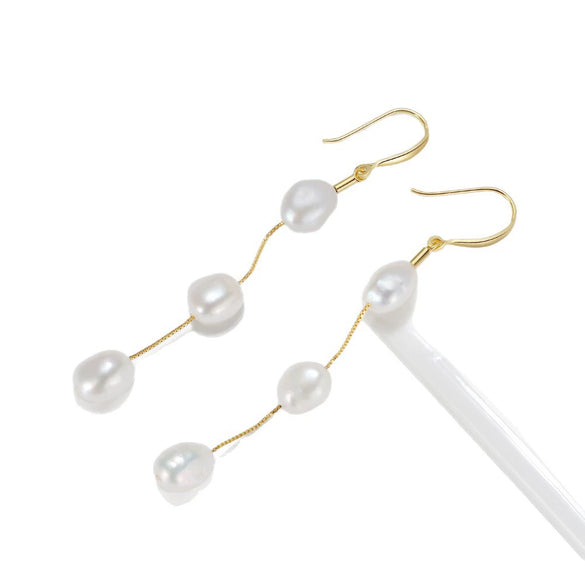 Wholesale Handmade 925 Sterling Silver Earrings With Natural Freshwater Pearl For Women Retro Style