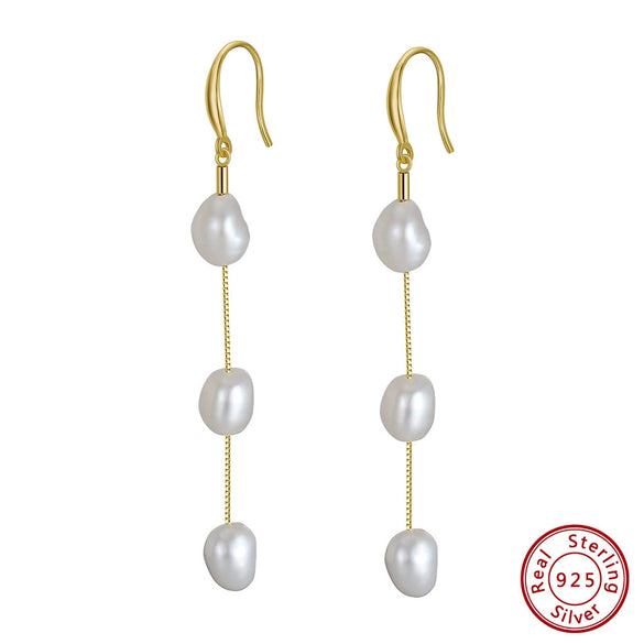 Wholesale Handmade 925 Sterling Silver Earrings With Natural Freshwater Pearl For Women Retro Style