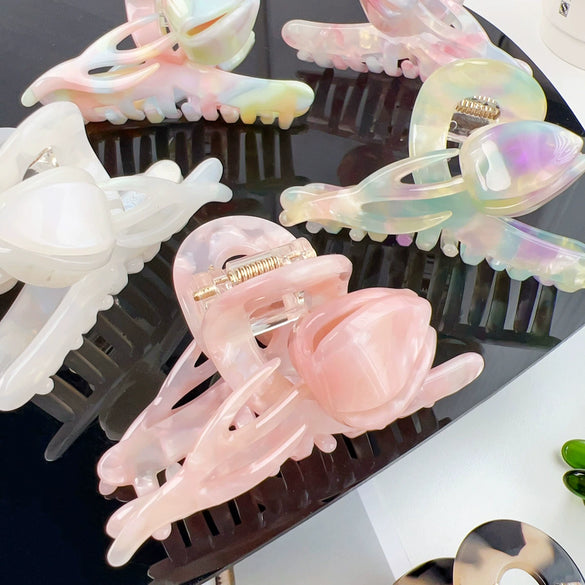 Wholesale Handmade Sweet Style Acetic Acid Women's Flower Shark Hair Clip
